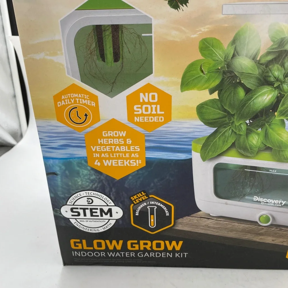 Discovery Mindblown Glow Grow Indoor Water Garden Kit STEM LED‎ Light Hydroponic